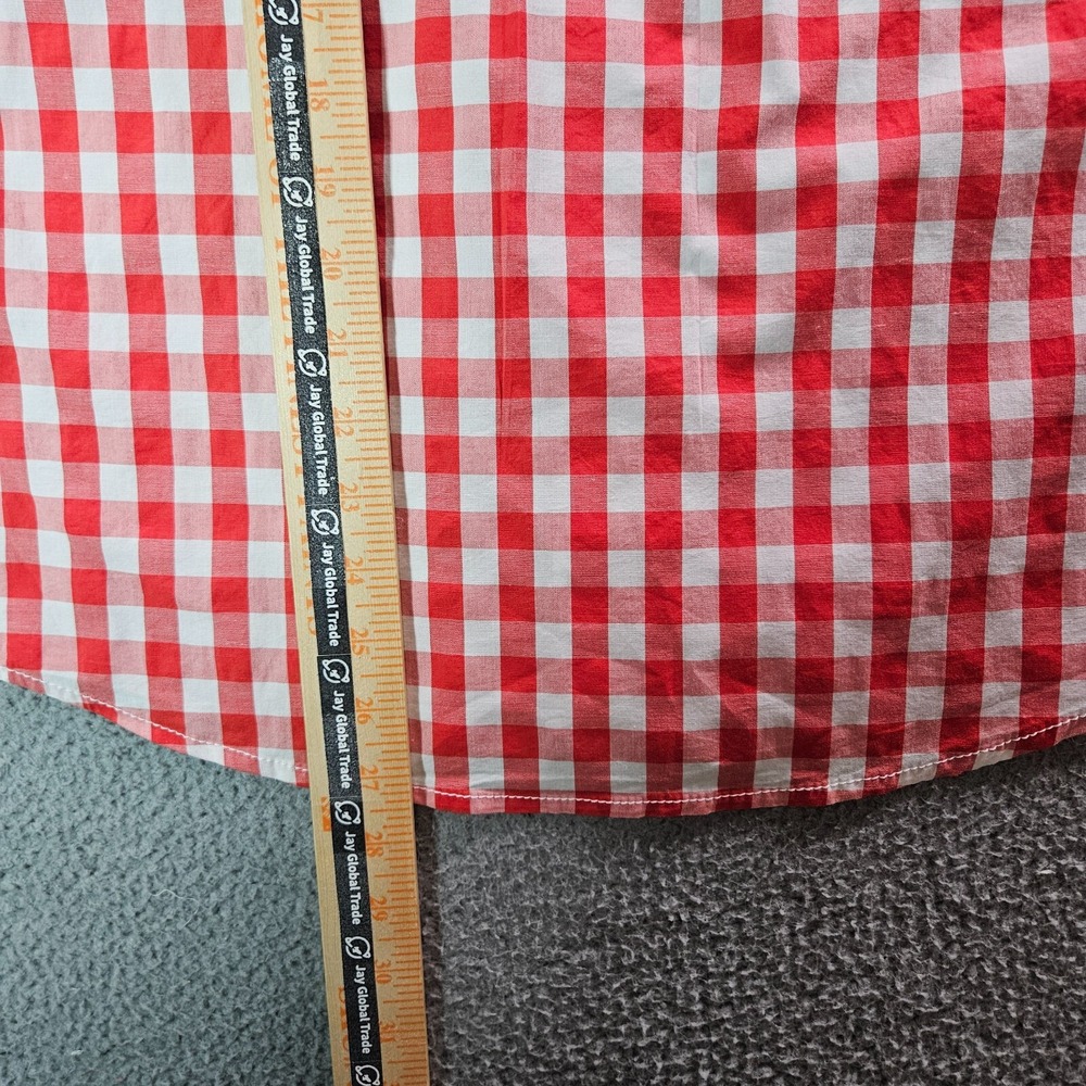 NEW Tommy Hilfiger Shirt Boy Large 16 18 Button Up Orange White Plaid - Picture 9 of 10